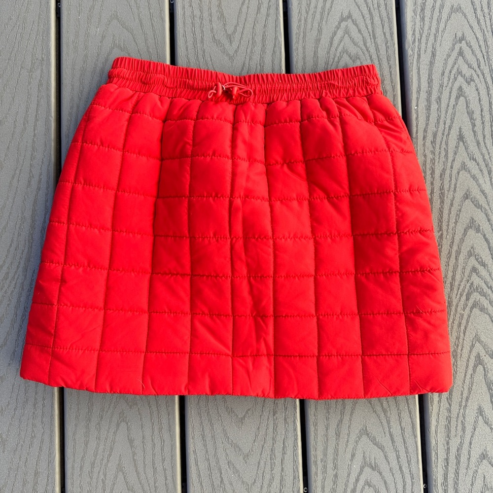 Timing Red Quilted A-Line Skirt